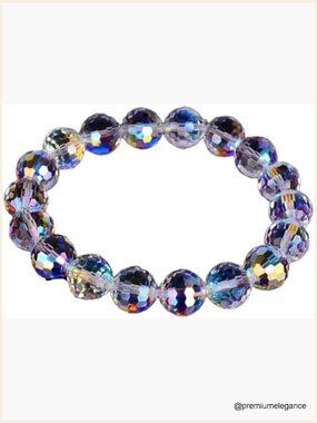 Crystal Stretch Bracelet, Faceted AB Bracelet, Women's Jewelry